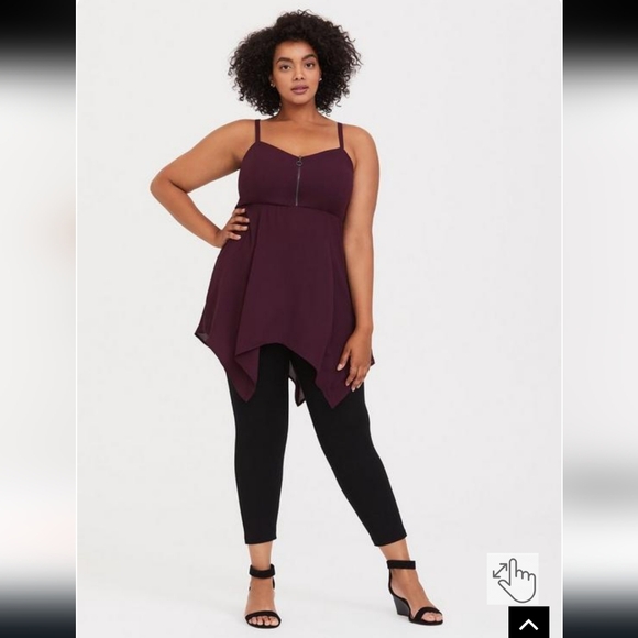 Torrid plus size georgette hanky hem babydoll cami burgundy size 2 (18-20) - Picture 3 of 8